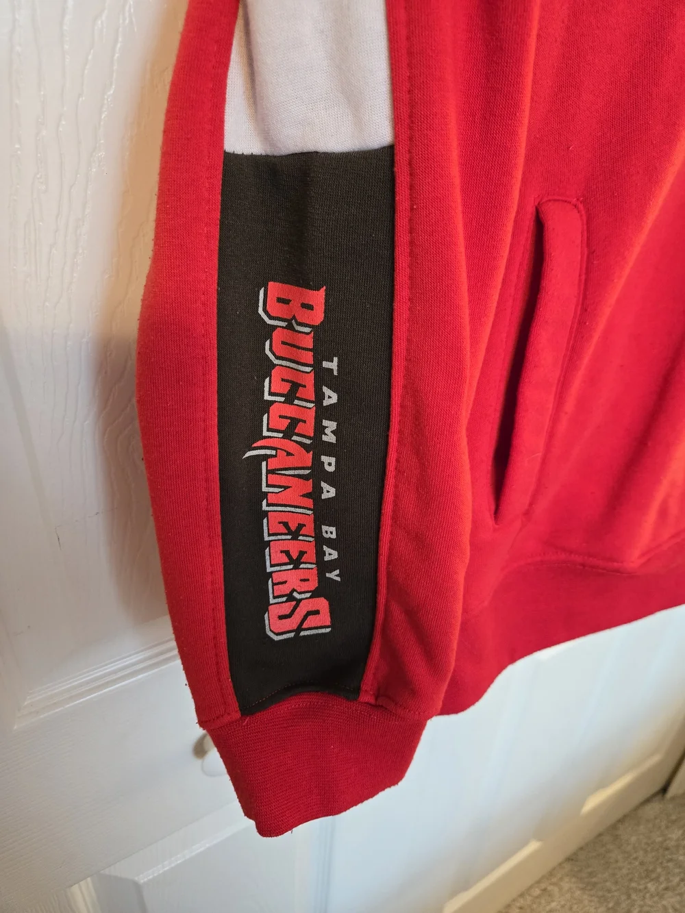 NFL Tampa Bay Buccaneers Red & Black Quarter-Zip Hoodie Sweatshirt